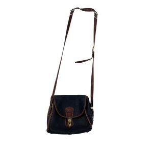 Dooney & Bourke Vintage 90s Crossbody Purse Black Pebbled Leather Turn Lock Bag
